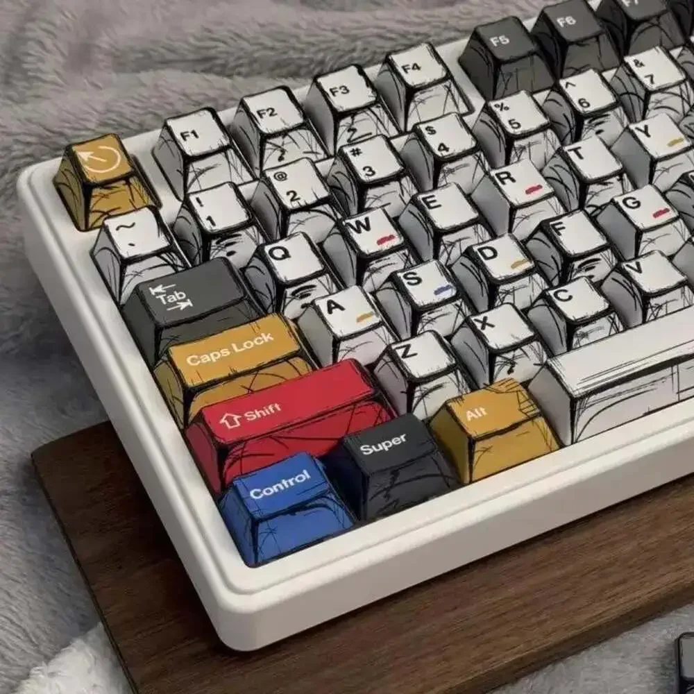 Comic Style Colorful Mixed Light Keycaps Original Factory Height 136 Keys Set Cl
